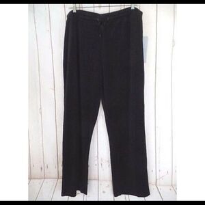 Onque Black Cotton Poly Stretch Velvet velour lounge Pants,